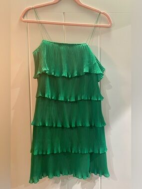 SHEIN Emerald Green Tiered Thin Spaghetti Strap Dress